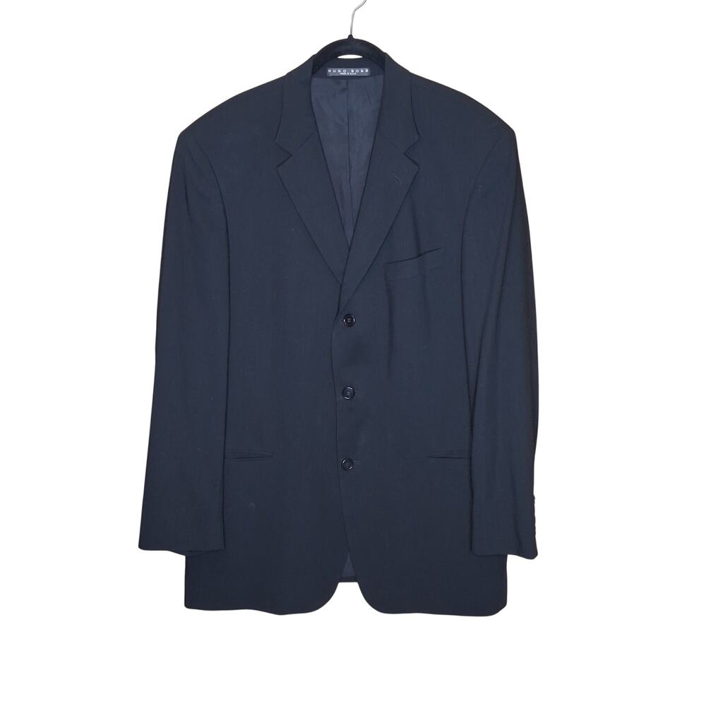 Mens Hugo Boss Einstein Sigma Black Wool Blazer Size 44R Made in USA 3 Button